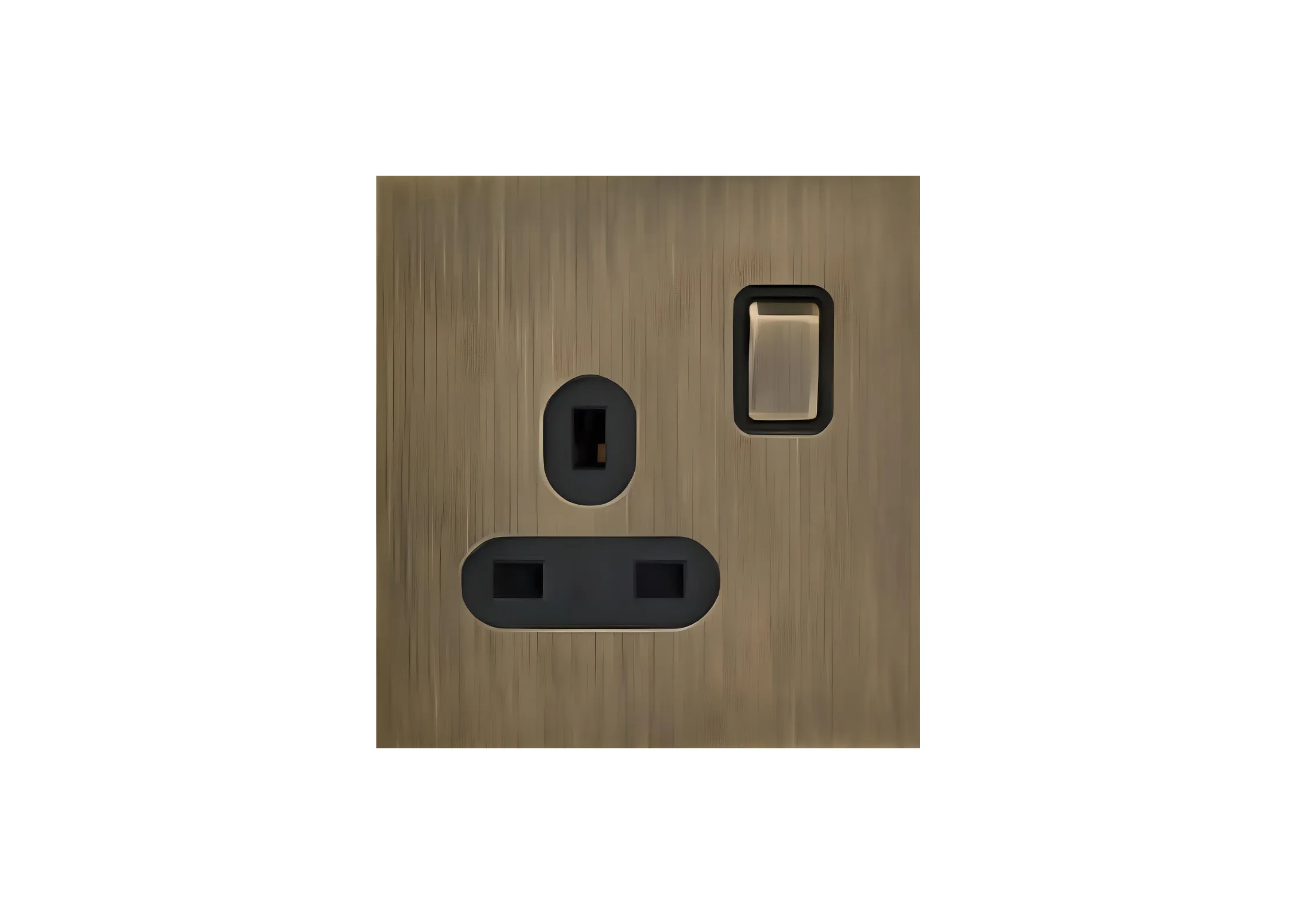Single 13A 3 pin switched socket, 250V, High-end Metal panel/Copper toggle