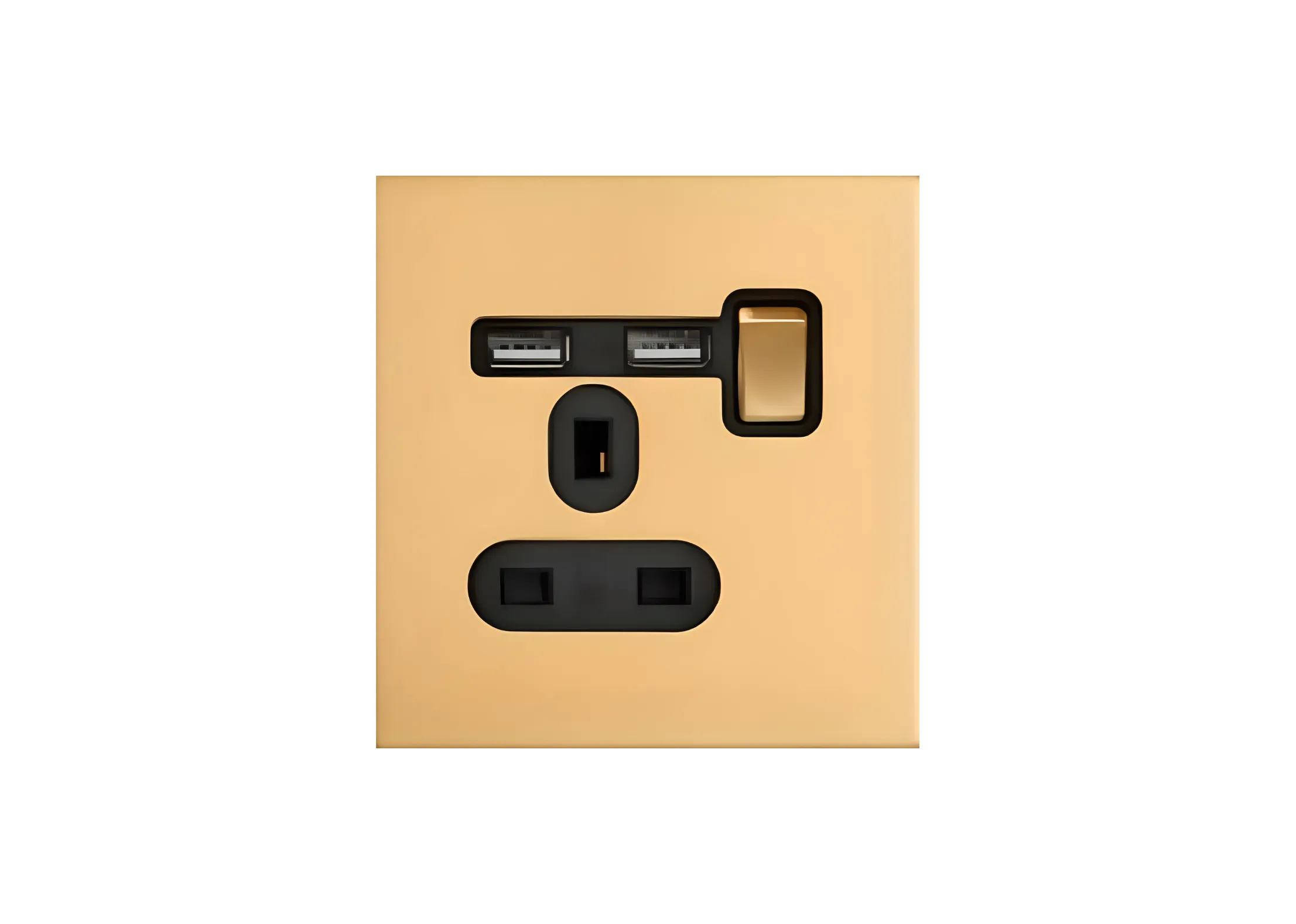 Single 13A 3 pin switched socket+2USB (86), 250V, High-end Metal panel