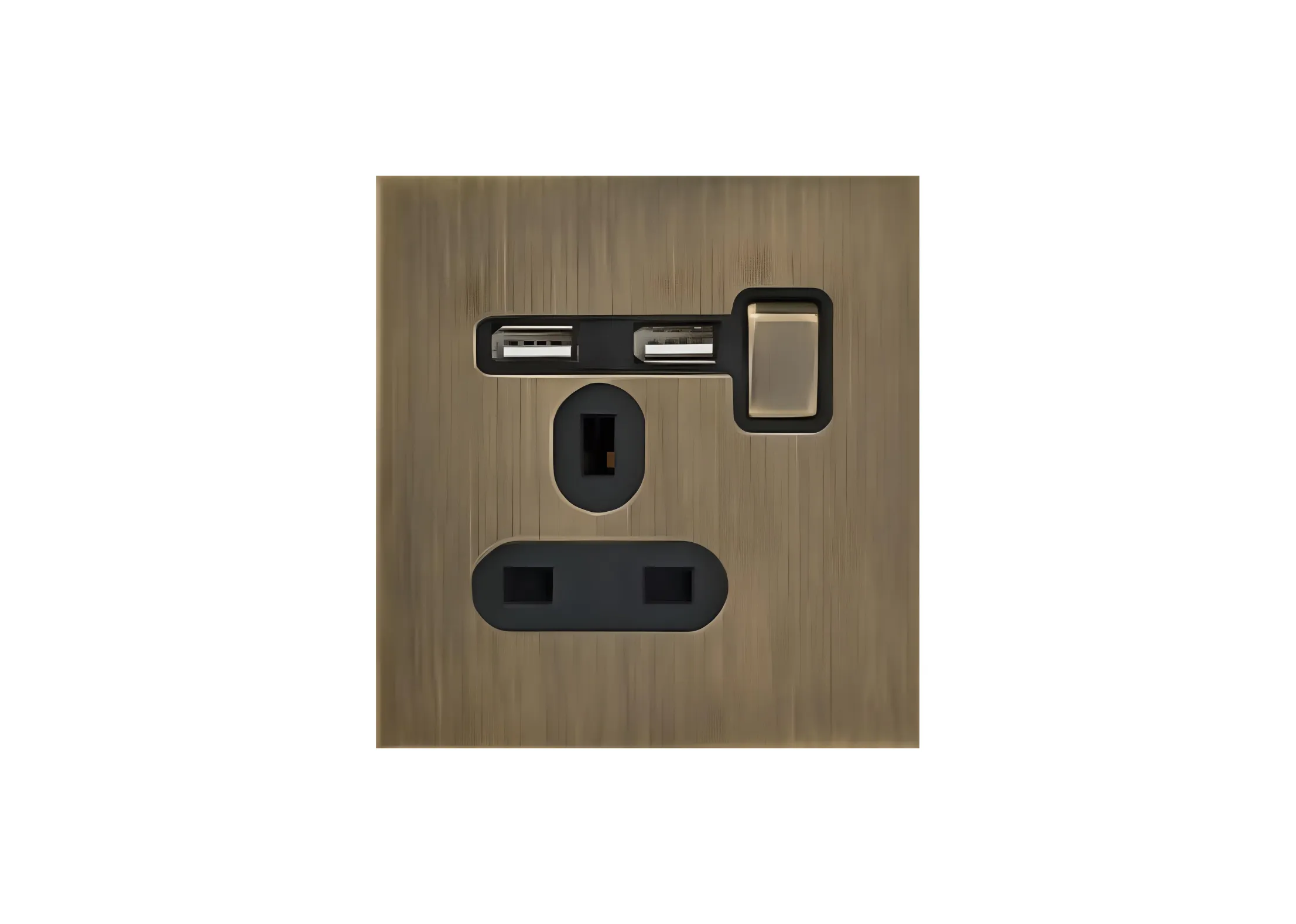 Single 13A 3 pin switched socket+2USB (86), 250V, High-end Metal panel