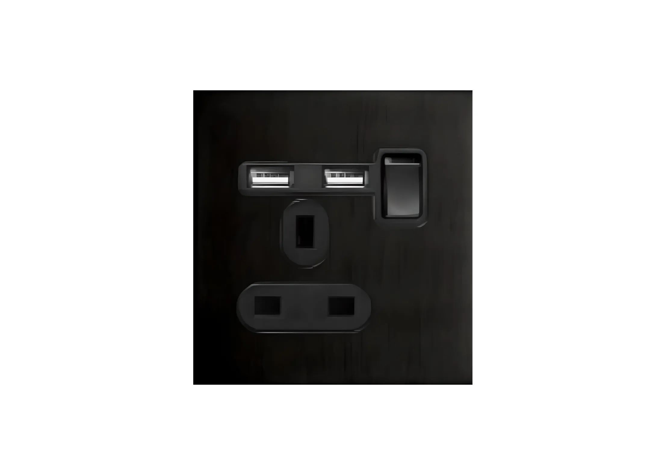 Single 13A 3 pin switched socket+2USB (86), 250V, High-end Metal panel