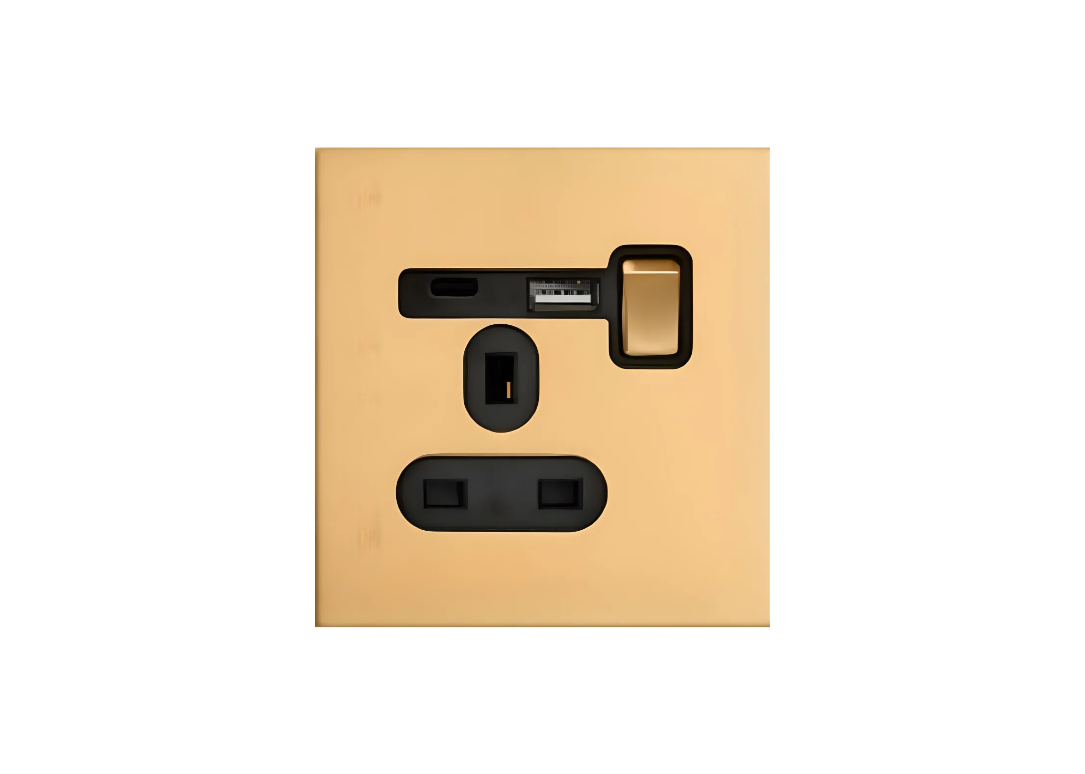 Single 13A 3 pin switched socket+USB+TYPE-C (86), 250V, High-end Metal panel
