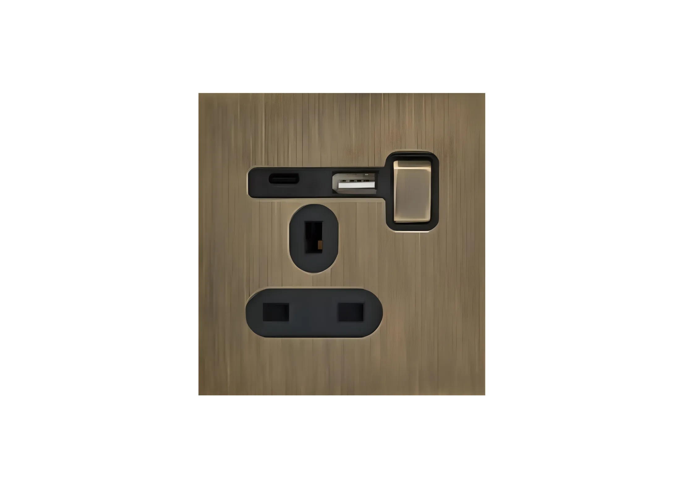 Single 13A 3 pin switched socket+USB+TYPE-C (86), 250V, High-end Metal panel