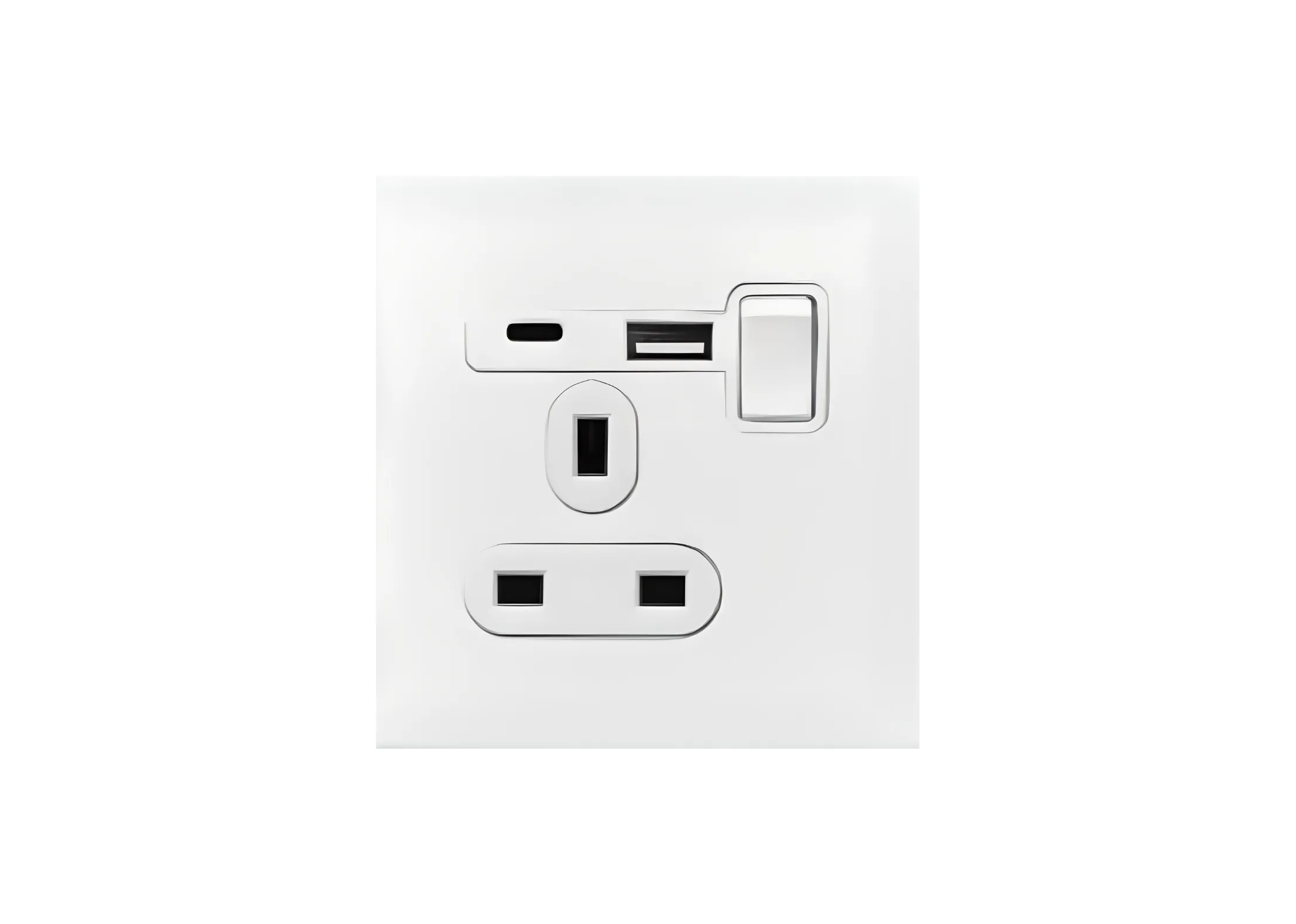 Single 13A 3 pin switched socket+USB+TYPE-C (86), 250V, High-end Metal panel