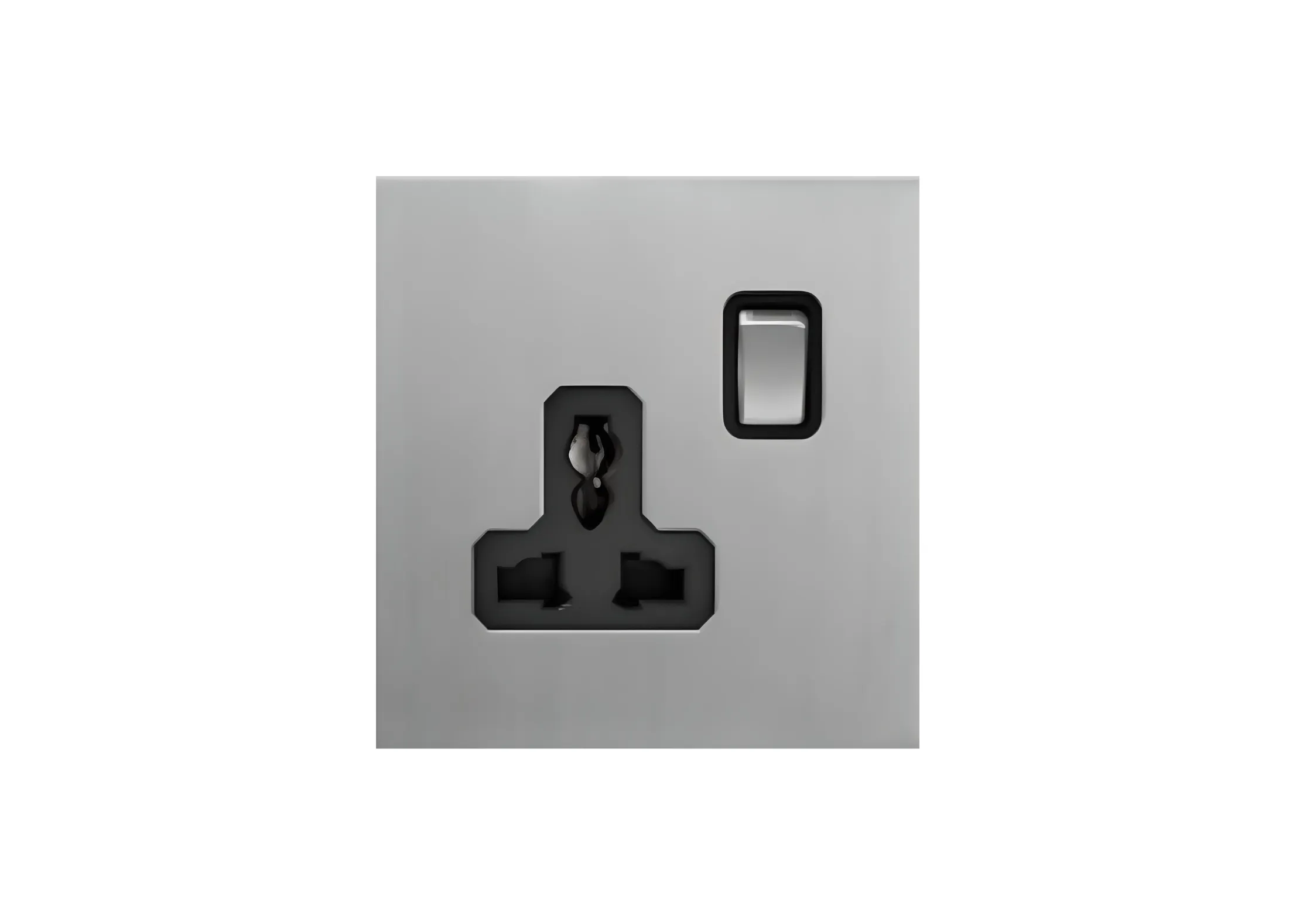 Single 3 pin MF switched socket (86), 250V, High-end Metal panel