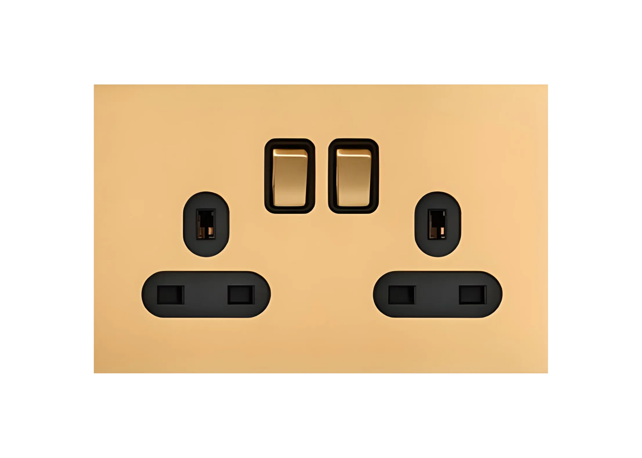 Double 13A 3 pin switched socket, 250V, High-end Metal panel/Copper toggle
