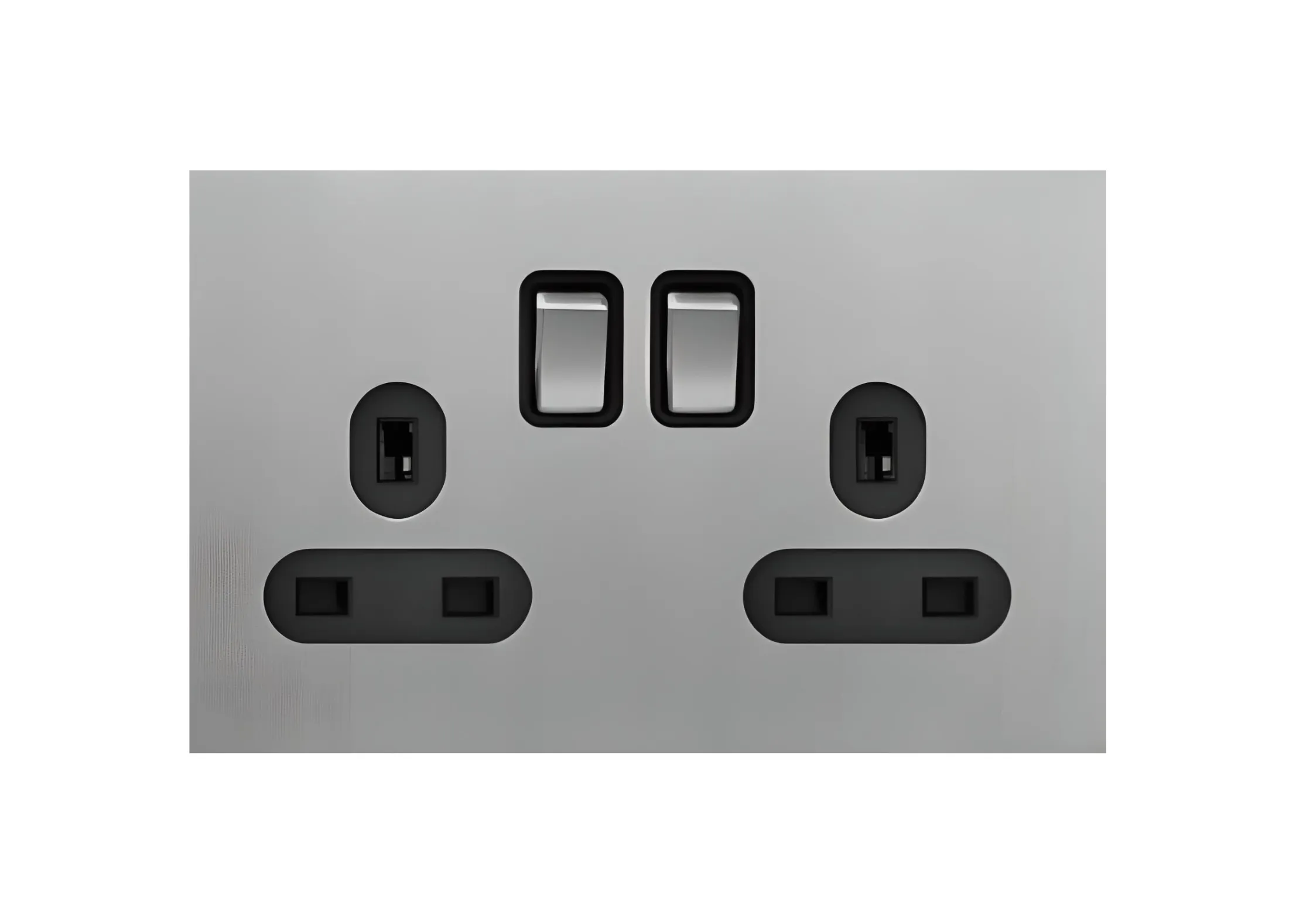 Double 13A 3 pin switched socket, 250V, High-end Metal panel/Copper toggle