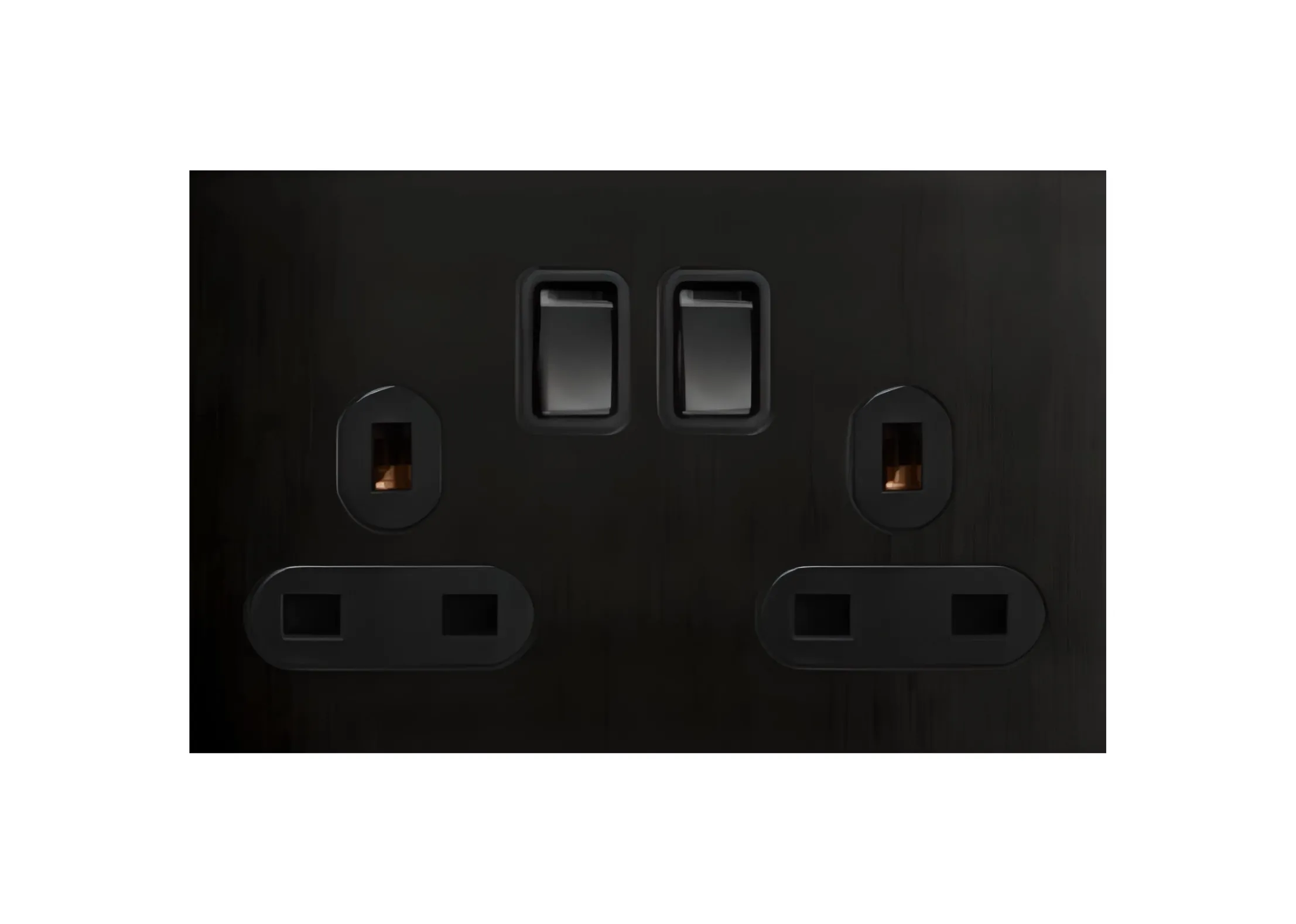 Double 13A 3 pin switched socket, 250V, High-end Metal panel/Copper toggle