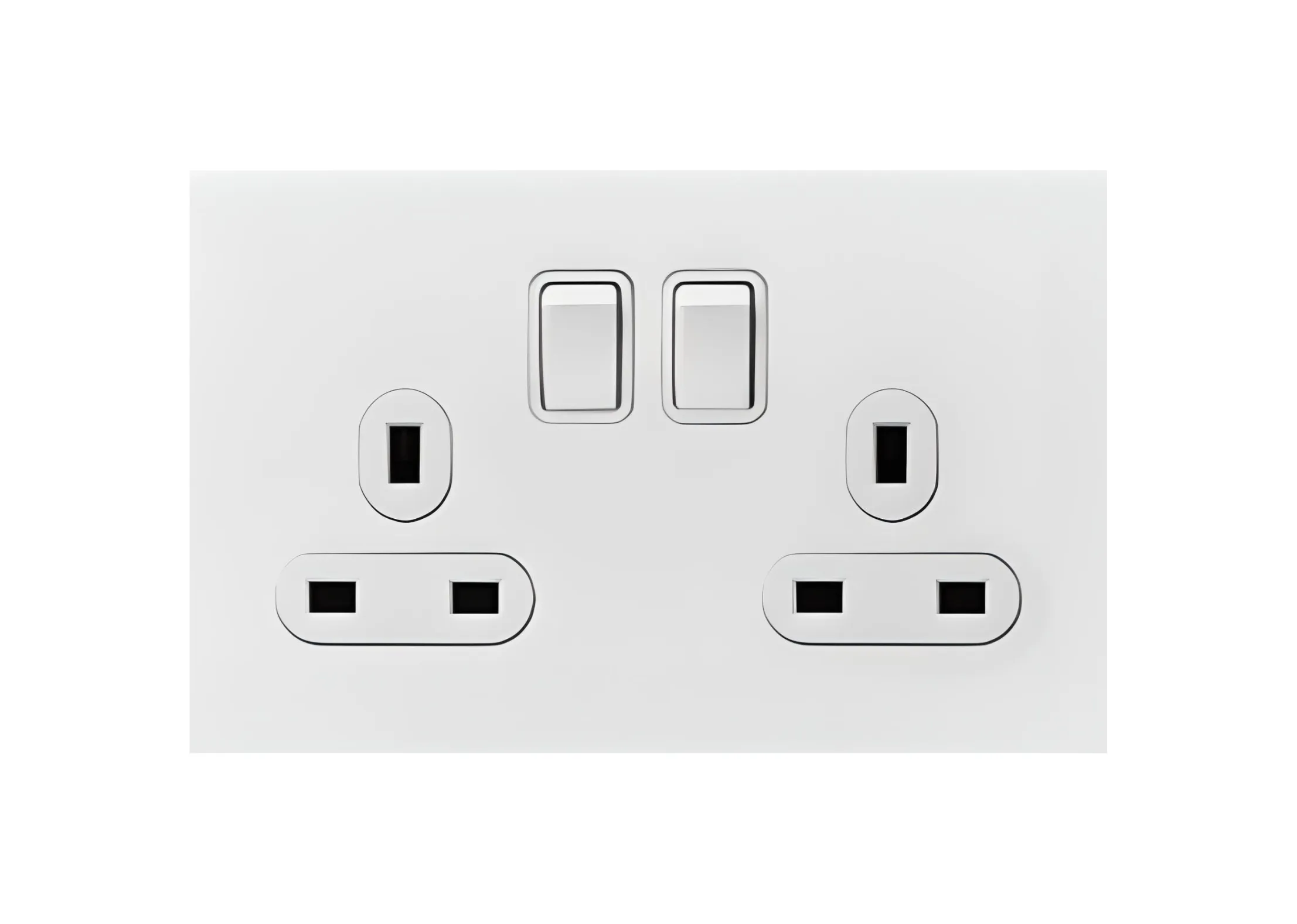 Double 13A 3 pin switched socket, 250V, High-end Metal panel/Copper toggle