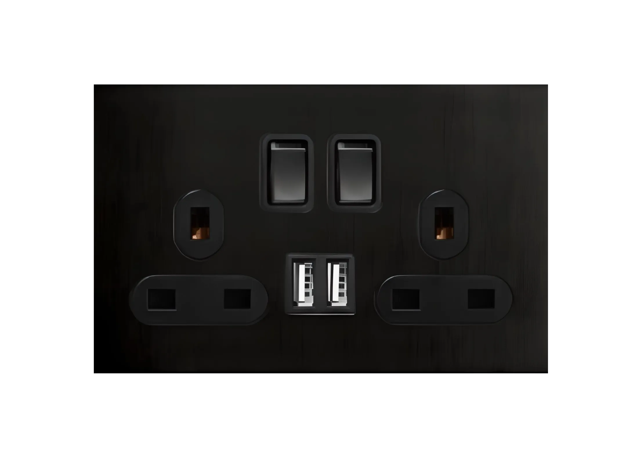 Double 13A 3 pin switched socket+2USB , 250V, High-end Metal panel