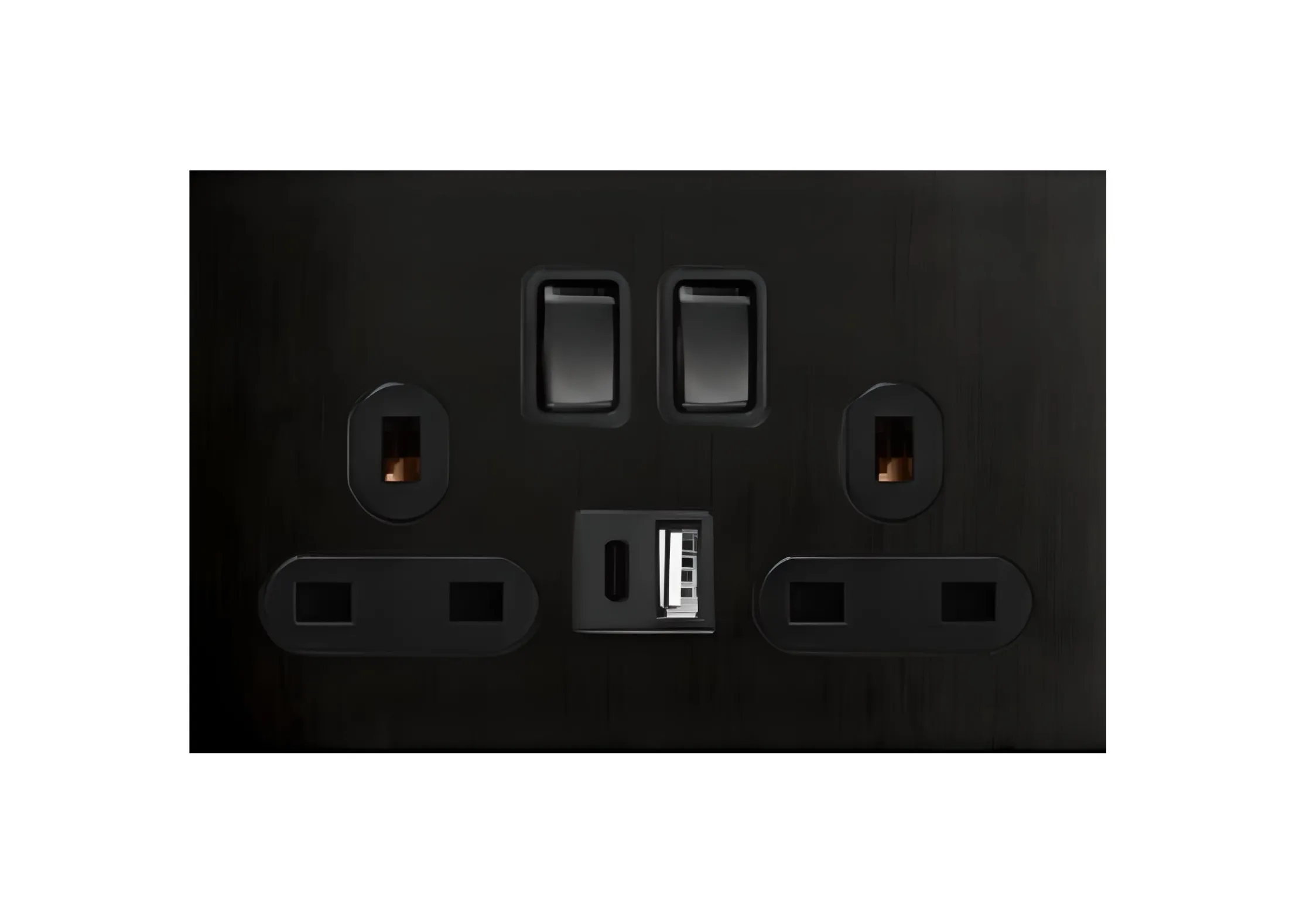 Double 13A 3 pin switched socket+USB+TYPE-C , 250V, High-end Metal panel