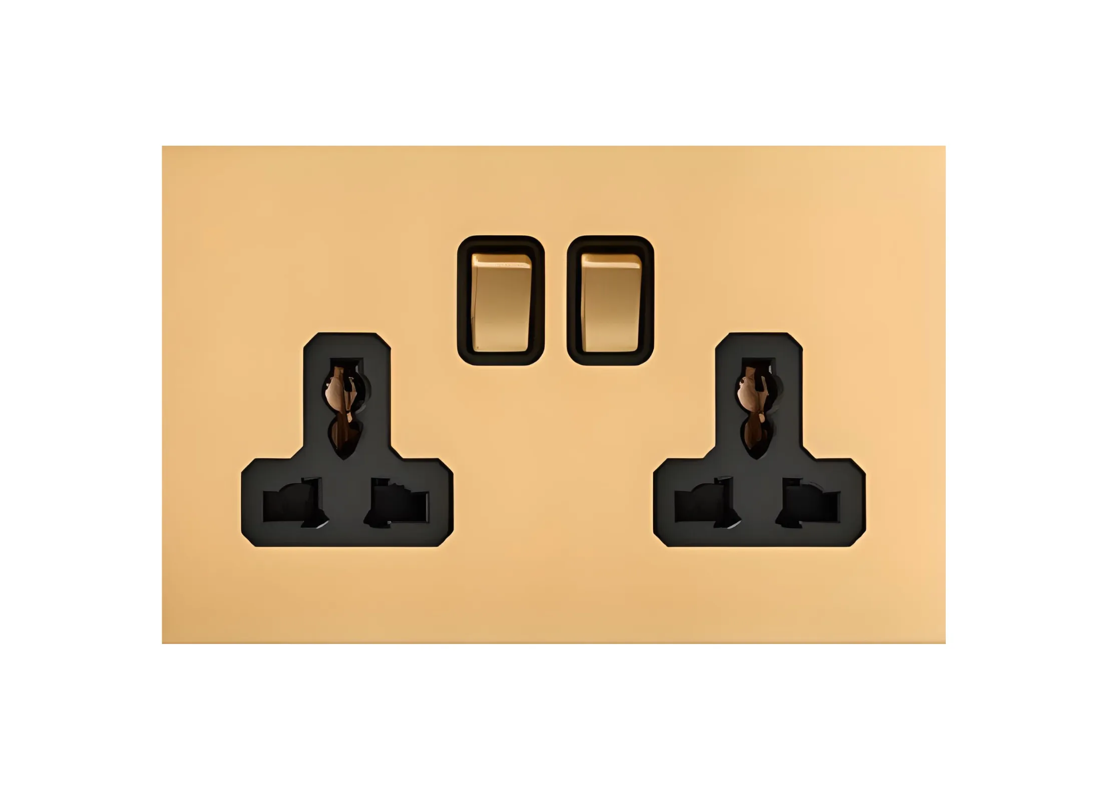 Double 3 pin MF switched socket , 250V, High-end Metal panel