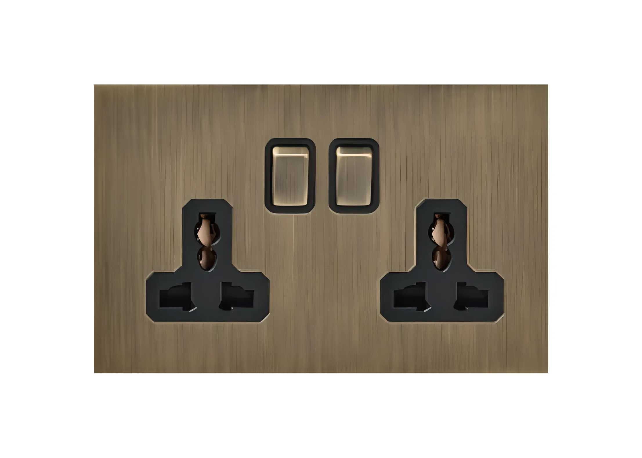 Double 3 pin MF switched socket , 250V, High-end Metal panel