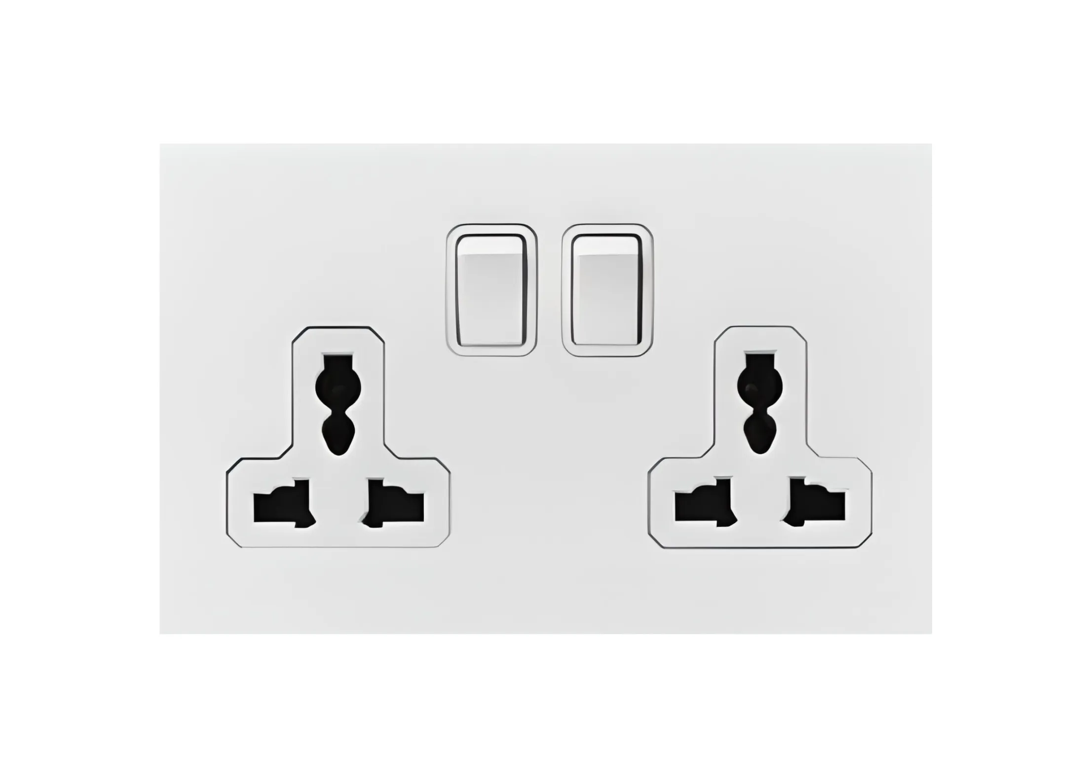 Double 3 pin MF switched socket , 250V, High-end Metal panel