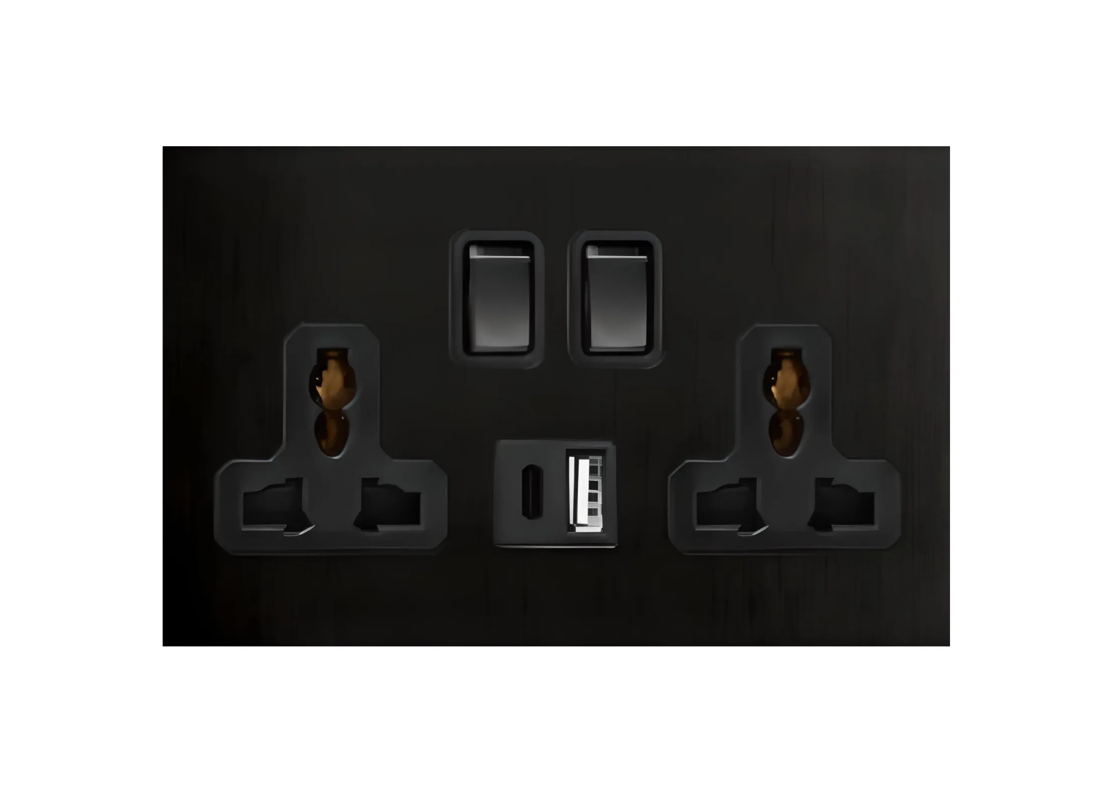 Double 3 pin MF switched socket+USB+TYPE-C+USB+TYPE-C , 250V, High-end Metal panel
